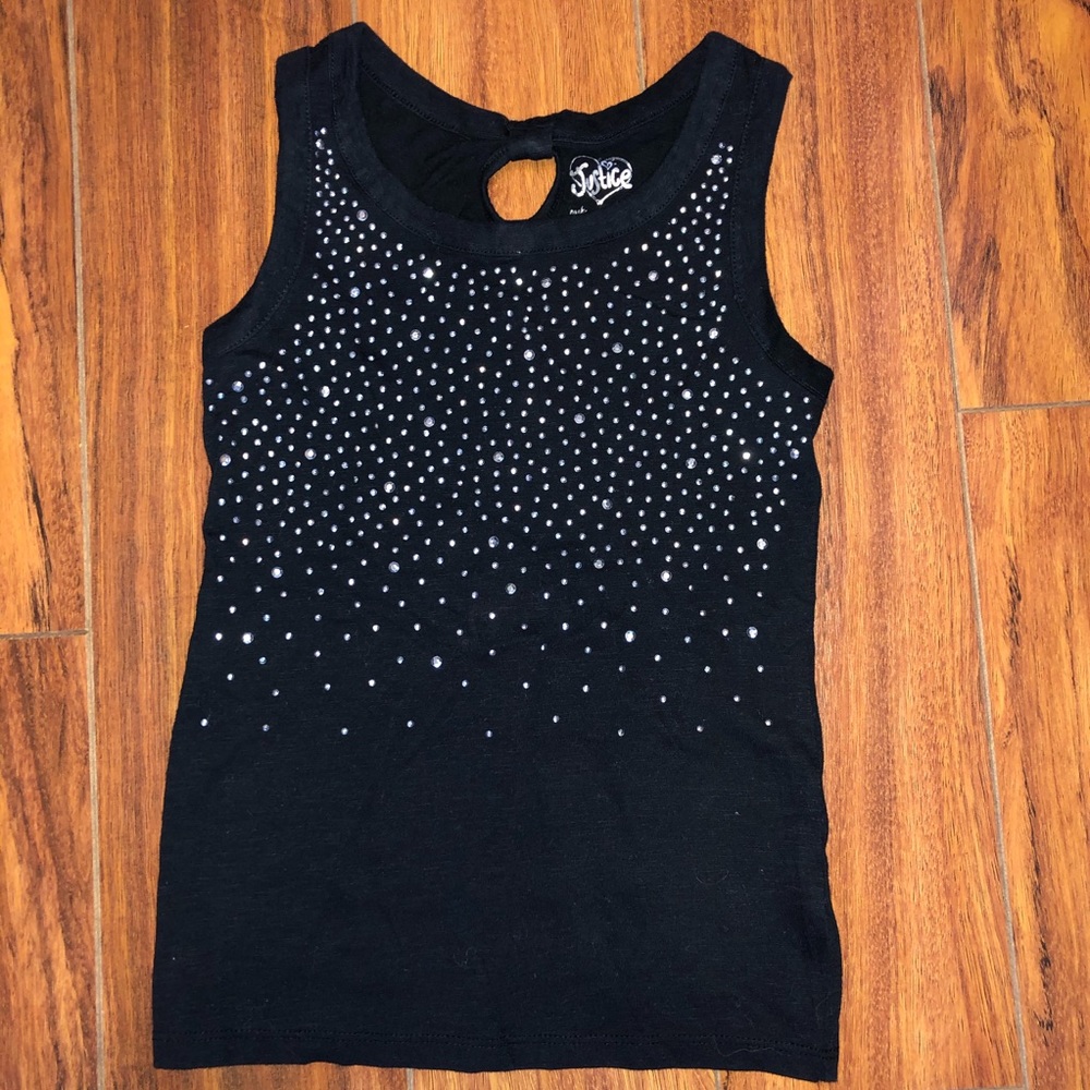 Rhinestone black tank top for girls in size 8